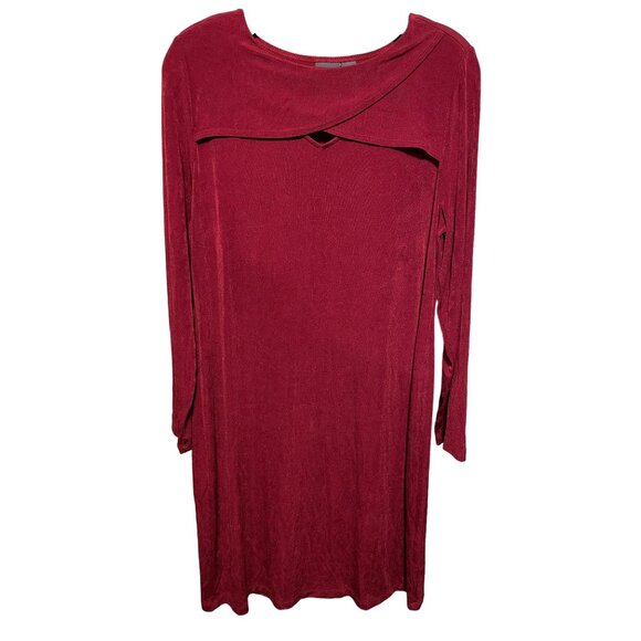 Chicos Traveler's Red V neck 3/4 Length Sleeves Mid Length‎ - Picture 1 of 4